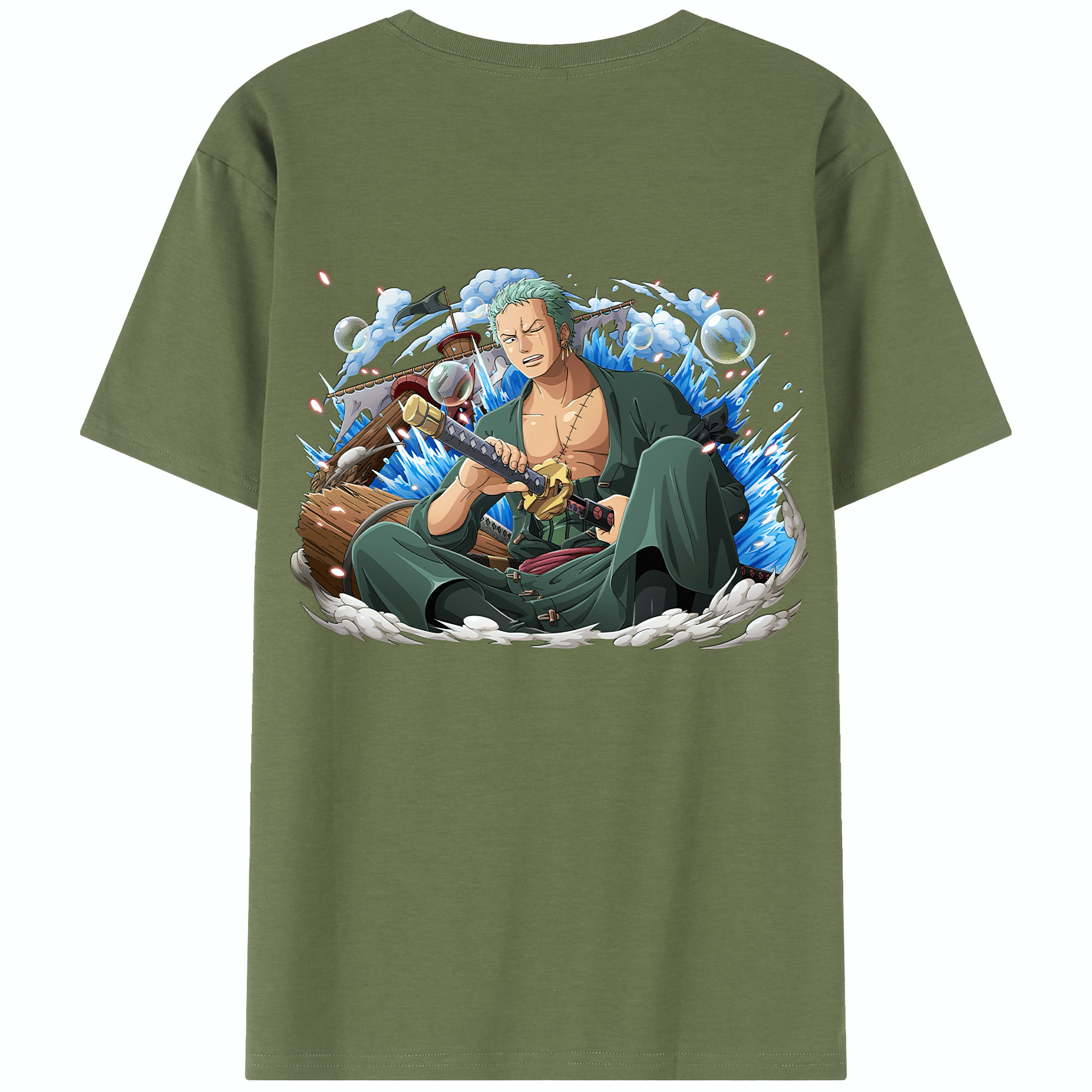 ワンピース ロロノア・ゾロ ONE PIECE Roronoa Zoro 綿100％半袖Tシャツ（背面プリント）